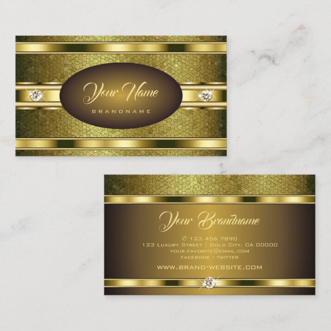 Luxuriöse goldene Farbmuster Imitate Rhinestones Visitenkarte (Vorne/Hinten)