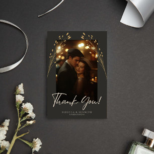 Luxuriöse goldene florale minimalistische Fotograf Dankeskarte