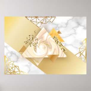 Luxuriöse goldene geometrische mit Marmor nahtlos  Poster
