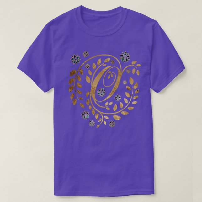 Luxuriöse goldene Kalligraphie Monogramm mit Buchs T-Shirt (Design vorne)