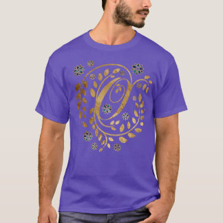 Luxuriöse goldene Kalligraphie Monogramm mit Buchs T-Shirt