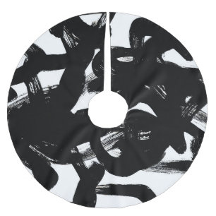 Luxuriöse Goldene Kunst: Abstrakter Schwarzschlag. Polyester Weihnachtsbaumdecke