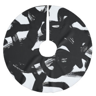 Luxuriöse Goldene Kunst: Abstrakter Schwarzschlag. Polyester Weihnachtsbaumdecke