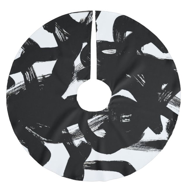 Luxuriöse Goldene Kunst: Abstrakter Schwarzschlag. Polyester Weihnachtsbaumdecke (Vorderseite)