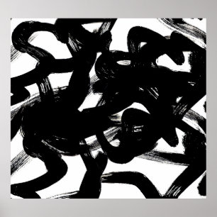 Luxuriöse Goldene Kunst: Abstrakter Schwarzschlag. Poster