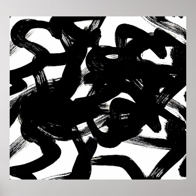 Luxuriöse Goldene Kunst: Abstrakter Schwarzschlag. Poster (Vorne)