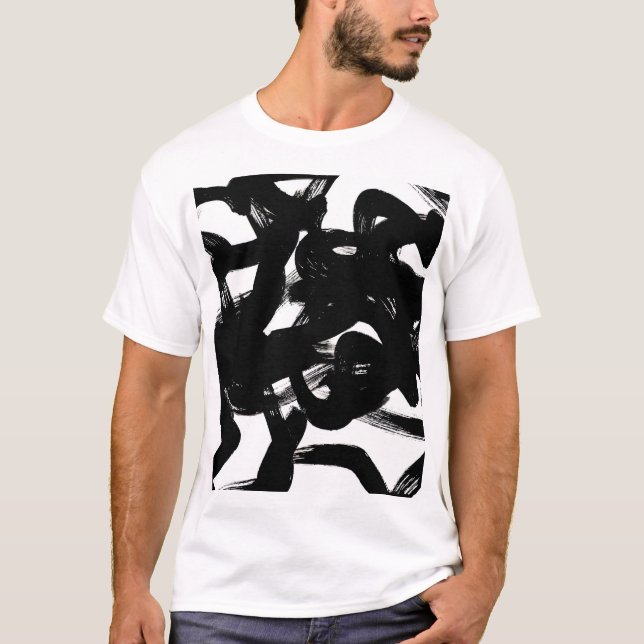 Luxuriöse Goldene Kunst: Abstrakter Schwarzschlag. T-Shirt (Vorderseite)