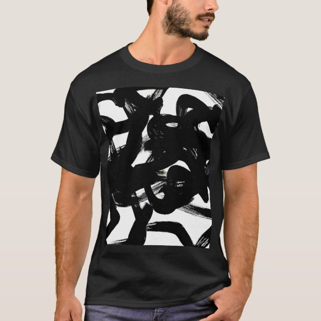 Luxuriöse Goldene Kunst: Abstrakter Schwarzschlag. T-Shirt (Vorderseite)