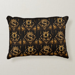 Luxuriöse goldene Letter S Krone Diamant Monogramm Dekokissen