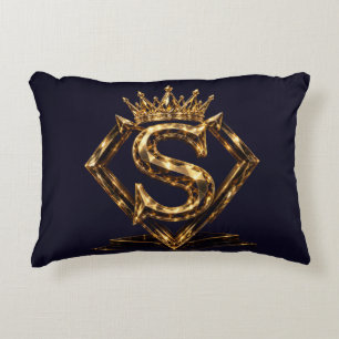 Luxuriöse goldene Letter S Krone Diamant Monogramm Dekokissen