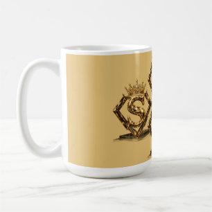 Luxuriöse goldene Letter S Krone Diamant Monogramm Kaffeetasse