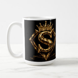 Luxuriöse goldene Letter S Krone Diamant Monogramm Kaffeetasse
