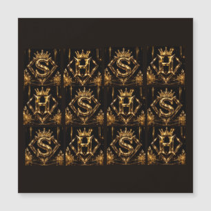 Luxuriöse goldene Letter S Krone Diamant Monogramm Magnetkarte
