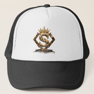 Luxuriöse goldene Letter S Krone Diamant Monogramm Truckerkappe