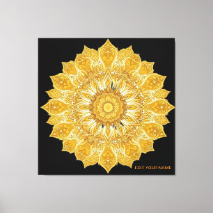Luxuriöse goldene Mandala-Blumen-Sonne Leinwanddruck