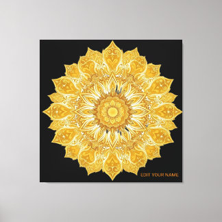 Luxuriöse goldene Mandala-Blumen-Sonne Leinwanddruck