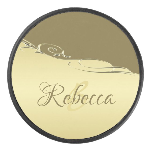 Luxuriöse goldene Metall dekoriert auf militärisch Eishockey Puck (Vorderseite)