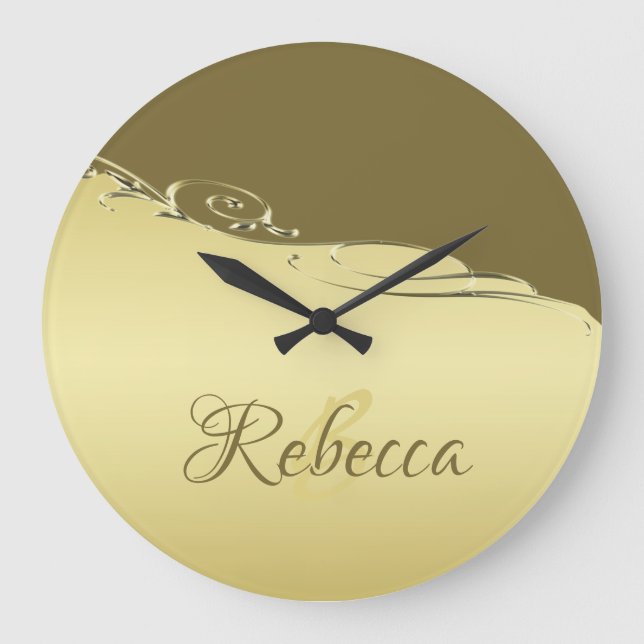 Luxuriöse goldene Metall dekoriert auf militärisch Große Wanduhr (Vorderseite)