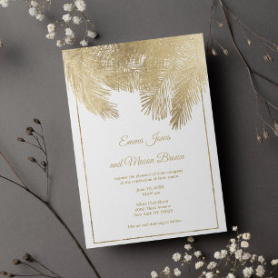 Luxuriöse goldene Palme tropische Hochzeit Einladung