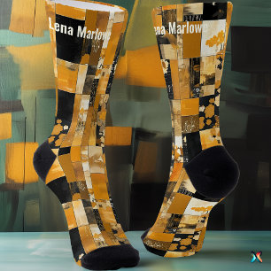Luxuriöse goldene Patchwork-Kunst zum Anpassen  Socken