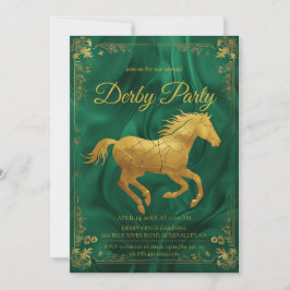 Luxuriöse Goldene Pferde Derby Party Einladung mit