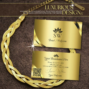 Luxuriöse goldene Schimmer-Ecken-Monogramm-QR-Code Visitenkarte
