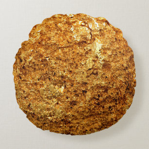 Luxuriöse goldene Textur. Rundes Kissen
