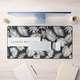 Luxuriöse goldene tropische Vegetation Monogramm Schreibtischunterlage