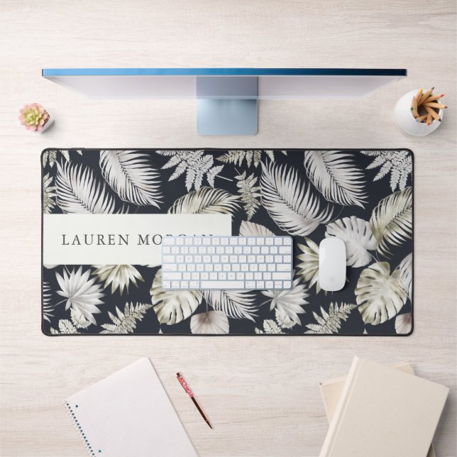 Luxuriöse goldene tropische Vegetation Monogramm Schreibtischunterlage (Büro 1)