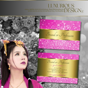 Luxuriöse goldfarbene Rosa Glitzer Sparklingstars Visitenkarte