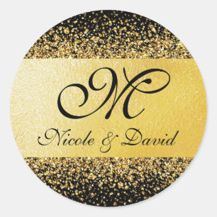 Luxuriöse Goldfoil Confetti Runder Aufkleber