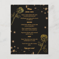 Luxuriöse Goldfolie-Blumen-Hochzeits-Menükarte