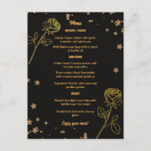 Luxuriöse Goldfolie-Blumen-Hochzeits-Menükarte
