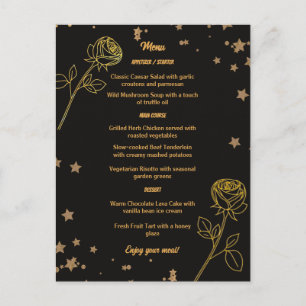 Luxuriöse Goldfolie-Blumen-Hochzeits-Menükarte Postkarte