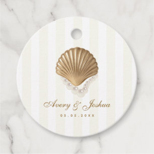 Luxuriöse Goldmedaille Seashell & Pearls Coastal W Geschenkanhänger