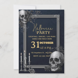 Luxuriöse gotische Halloween-Party Einladung Sil