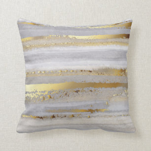 Luxuriöse graue Aquarellfarbe und goldene Textur Kissen