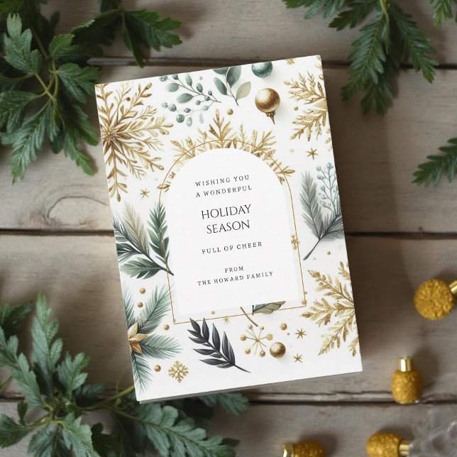 Luxuriöse Green Gold Snowflake Elegante Ferienkart (Von Creator hochgeladen)