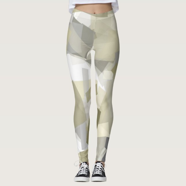 Luxuriöse Grüne Farbe Weiß Wasserfarbe Abstrakte K Leggings (Vorderseite)