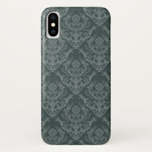 Luxuriöse grüne floral Damast Tapete iPhone X Hülle