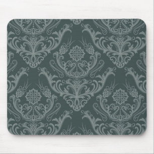 Luxuriöse grüne florale Damasttapete Mousepad