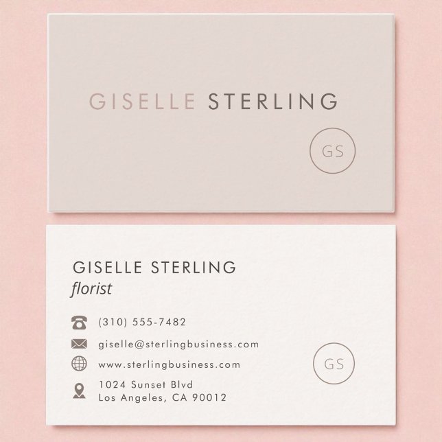 Luxuriöse Hochzeit Florist Blush Pink Minimalistis Visitenkarte (Von Creator hochgeladen)