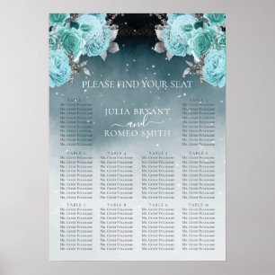 Luxuriöse Hochzeitskarte aus blauem Flor Poster