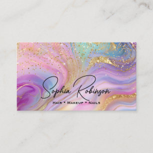 Luxuriöse holografische Farben Marmor & Goldglitte Visitenkarte