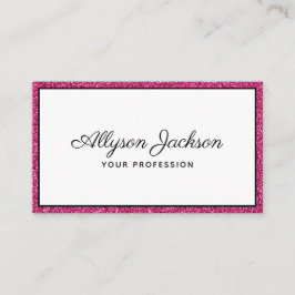 Luxuriöse Hot Pink Glitzer Script Business Card Visitenkarte