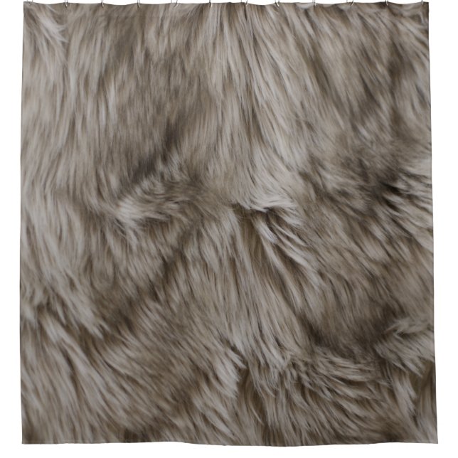 Luxuriöse Imitate Fur Print Beige Tan Mink Tierhaa Duschvorhang (Vorderseite)