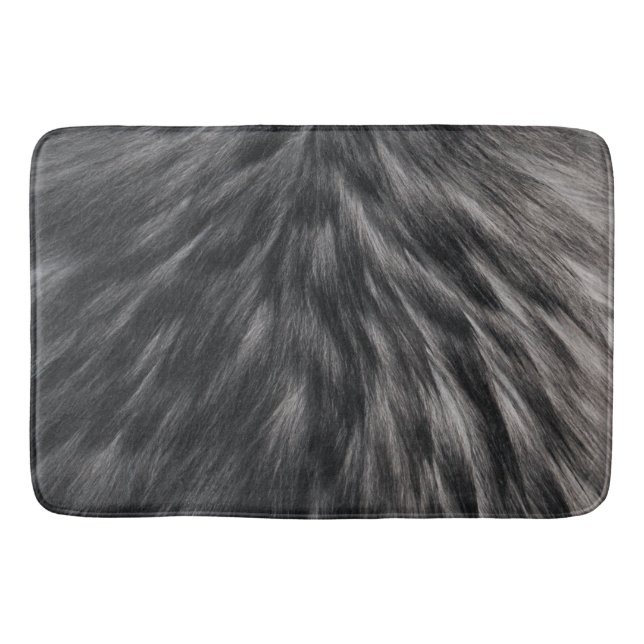 Luxuriöse Imitate Fur Print Black Gray Mink Tierha Badematte (Vorderseite)