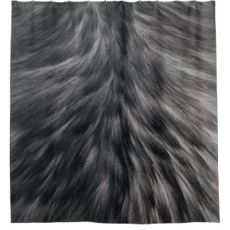 Luxuriöse Imitate Fur Print Black Gray Mink Tierha Duschvorhang
