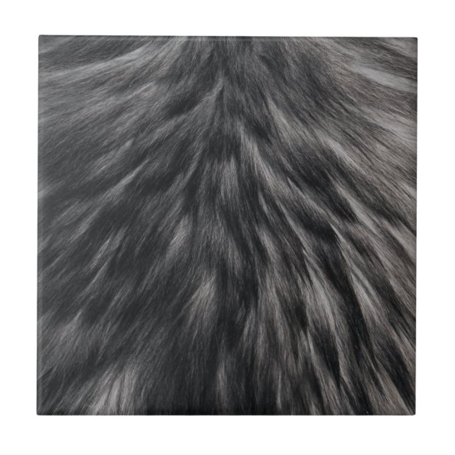 Luxuriöse Imitate Fur Print Black Gray Mink Tierha Fliese (Vorderseite)