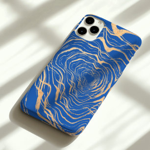 luxuriöse Imitate kühlem Gelbgoldring in königsbla iPhone 16 Pro Max Hülle